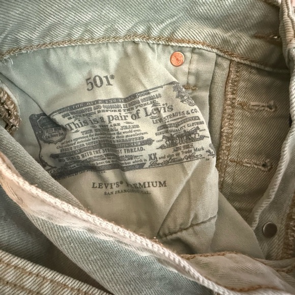 Vintage Sage Mint Green Button Fly Levi’s 501 26x30 Straight Leg BOHO 90’s - Picture 11 of 13